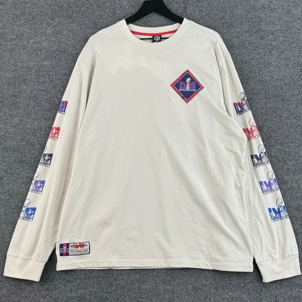 NFL Super Bowl LVIII Las Vegas Long Sleeve T Shirt Men's XXL White Official